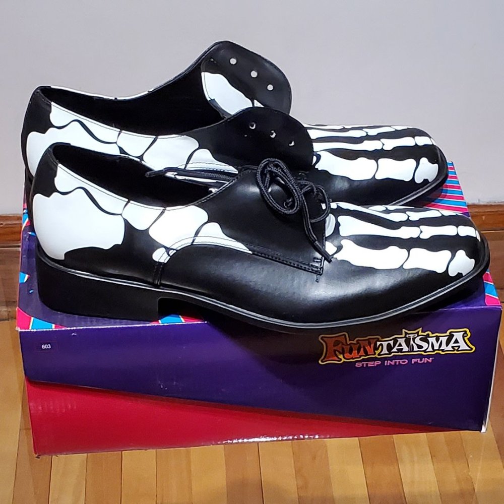 Black and white X-ray skeleton shoes
